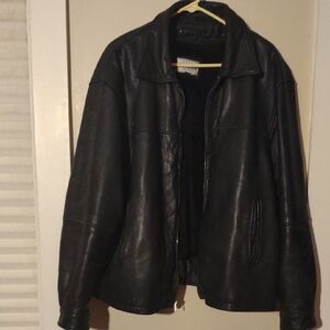 Cougar Men's XL Black Leather Removable‎ Liner Coat